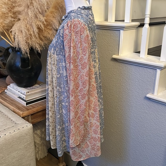 Free People Merrie Mix Print Tunic Long Sleeve Top Size Small - Picture 5 of 8